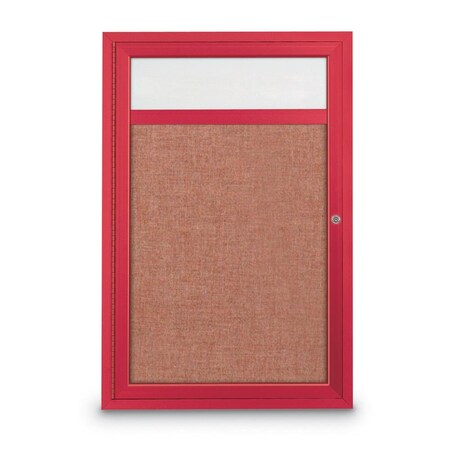United Visual Products Slim Enclosed Corkboard, 30"x30", Gold Alum Frame/Keylime UVEB3030-GOLD-KEYLIME